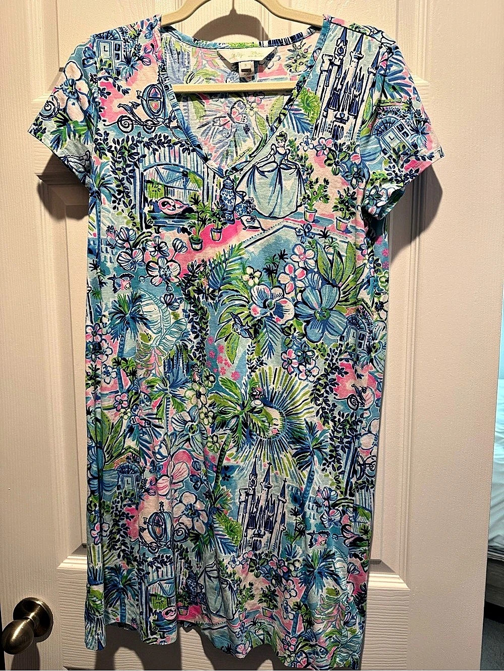 Lilly Pulitzer Etta Short Sleeve Dress Floral Small Disney print